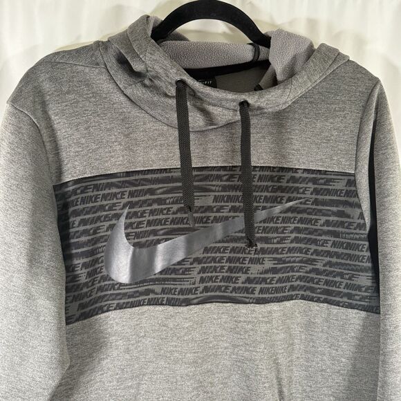 Nike Hoodie Men's Small Grey Dri Fit Fleece Lined Hooded Long Sleeve Pockets - Picture 6 of 11